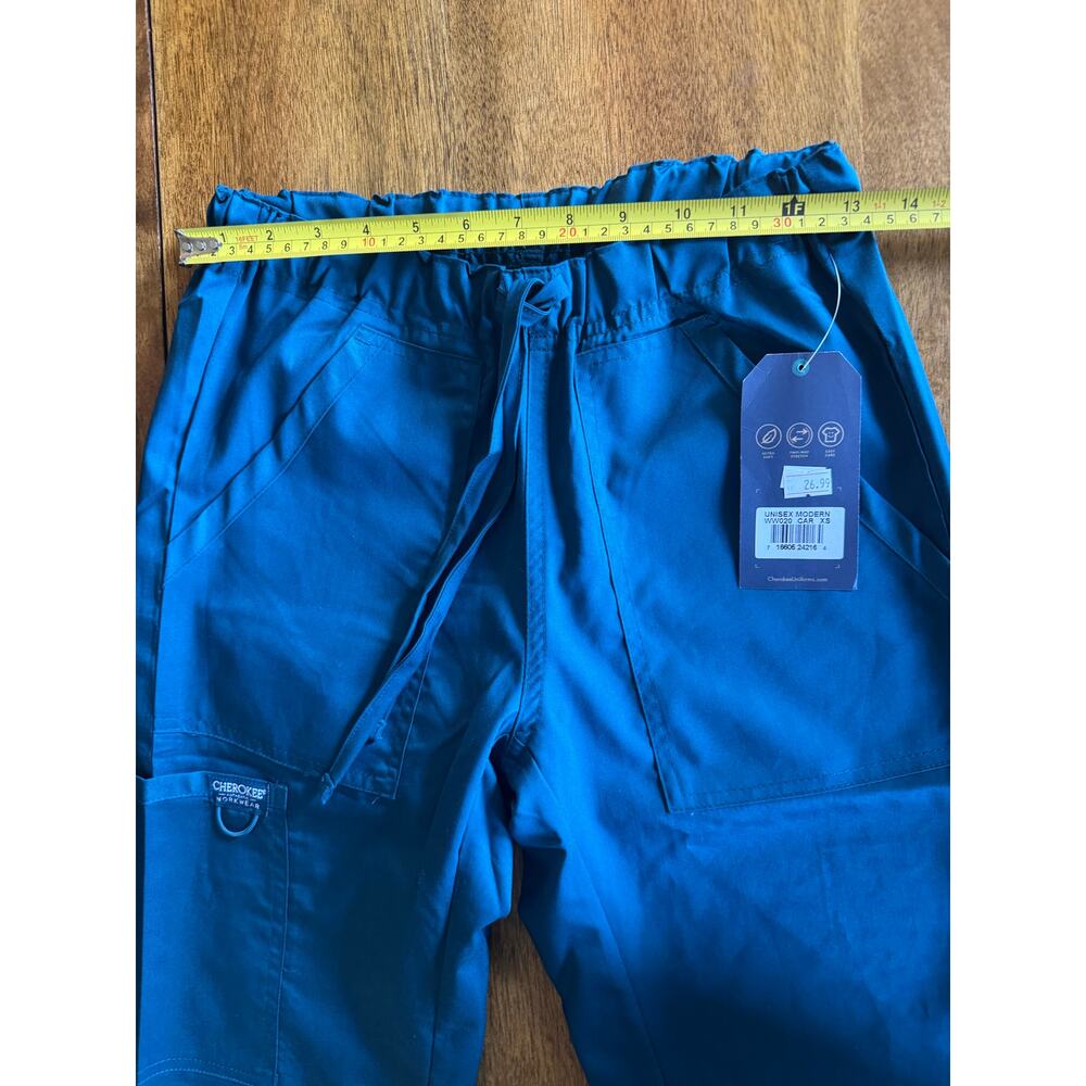 NWT Cherokee Workwear Revolution WW020 Scrub Pants XS Teal Unisex Cargo - Picture 4 of 10